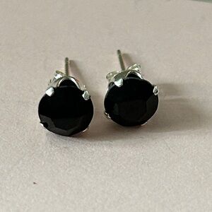 Elegant 925 Sterling Silver Black spinel Stud Earrings